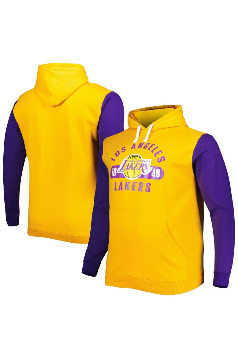 Men's Fanatics Branded Gold/Purple Los Angeles Lakers Big & Tall Bold Attack Pullover Hoodie, Main, color, Gold