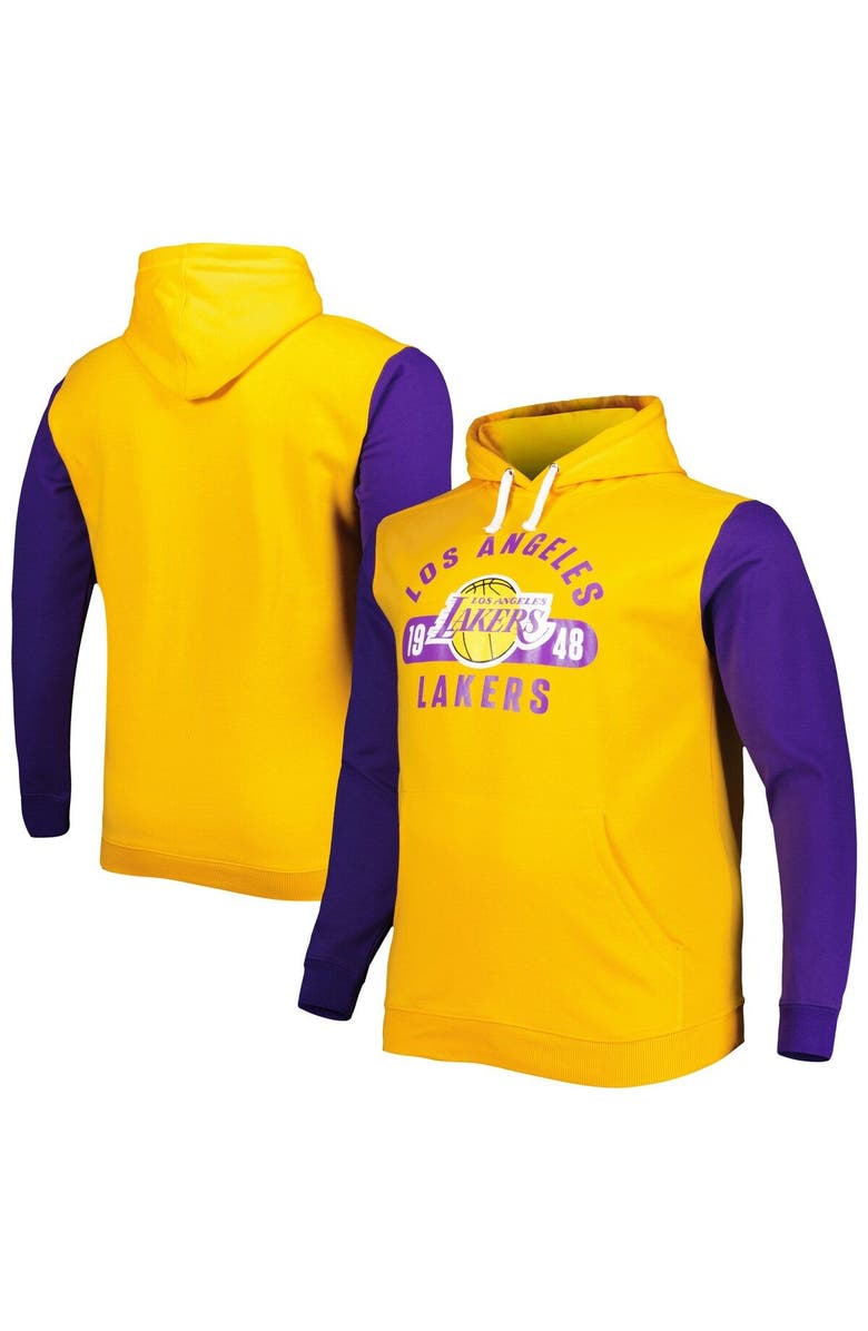 FANATICS Men's Fanatics Branded Gold/Purple Los Angeles Lakers Big & Tall Bold Attack Pullover Hoodie, Main, color, Gold
