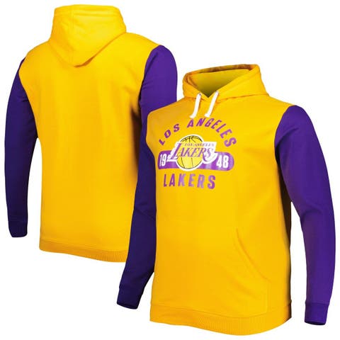 Men's Fanatics Branded Gold/Purple Los Angeles Lakers Big & Tall Bold Attack Pullover Hoodie