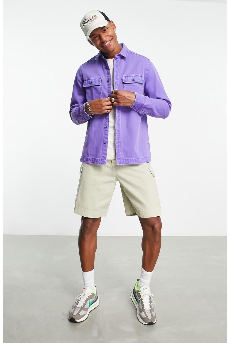Denim Overshirt, Main, color, PURPLE