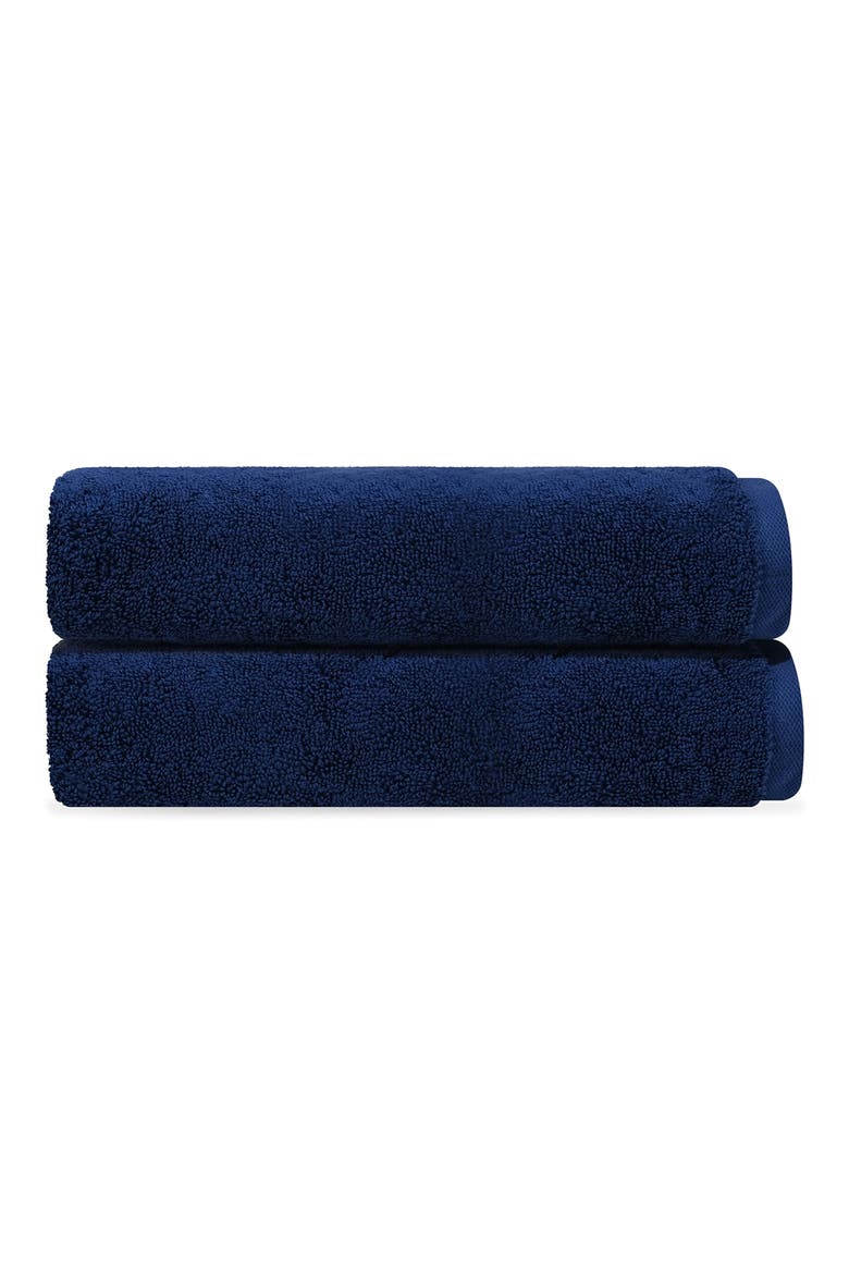 Puresoft Set of 2 Turkish Cotton Bath Towels, Main, color, NAVY