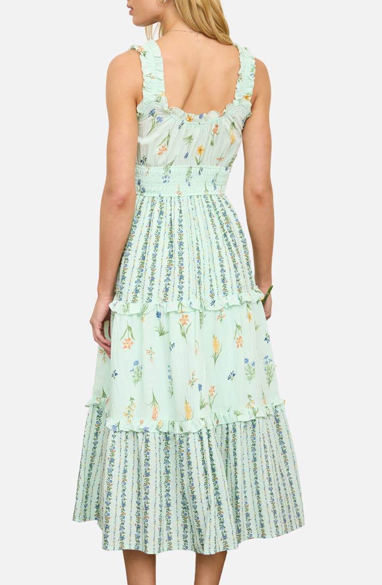 Blu Pepper Print Sleeveless Tiered Maxi Dress, Alternate, color, Sage Multi
