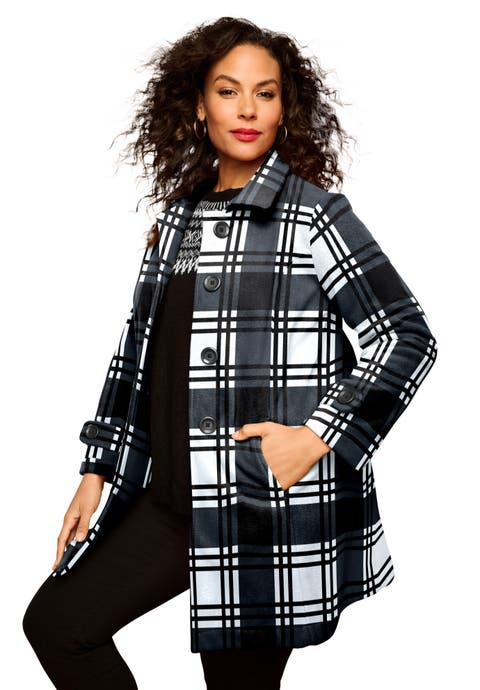 Plus Size Button Up Fleece Jacket