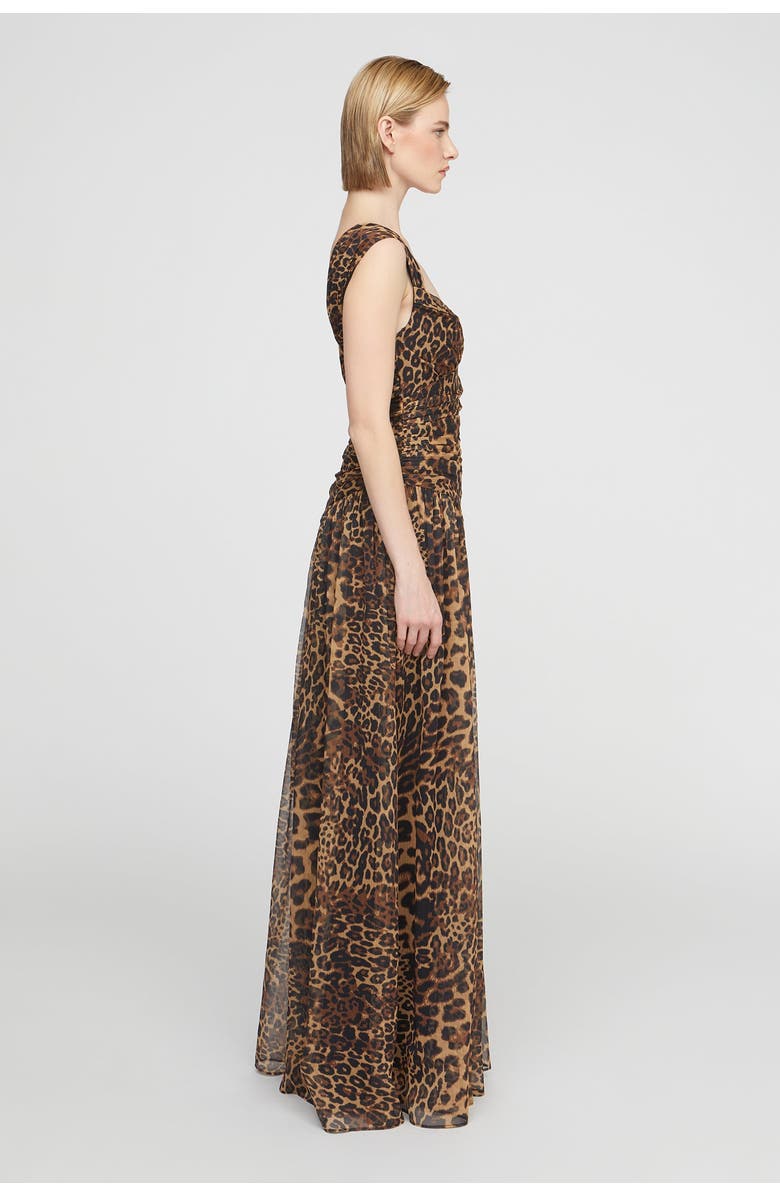 HALSTON Claudia Chiffon Gown, Alternate, color, Leopard