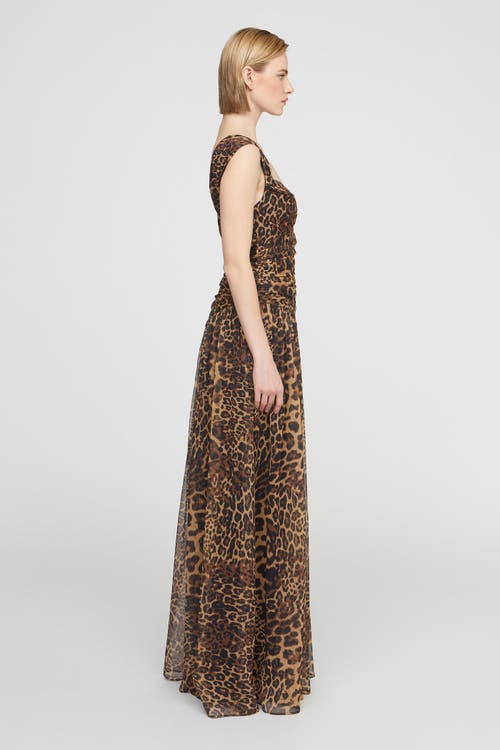 Halston Claudia Chiffon Gown In Brown