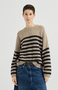 Brunello Cucinelli Mouliné soft virgin wool and cashmere sweater with dazzling stripes