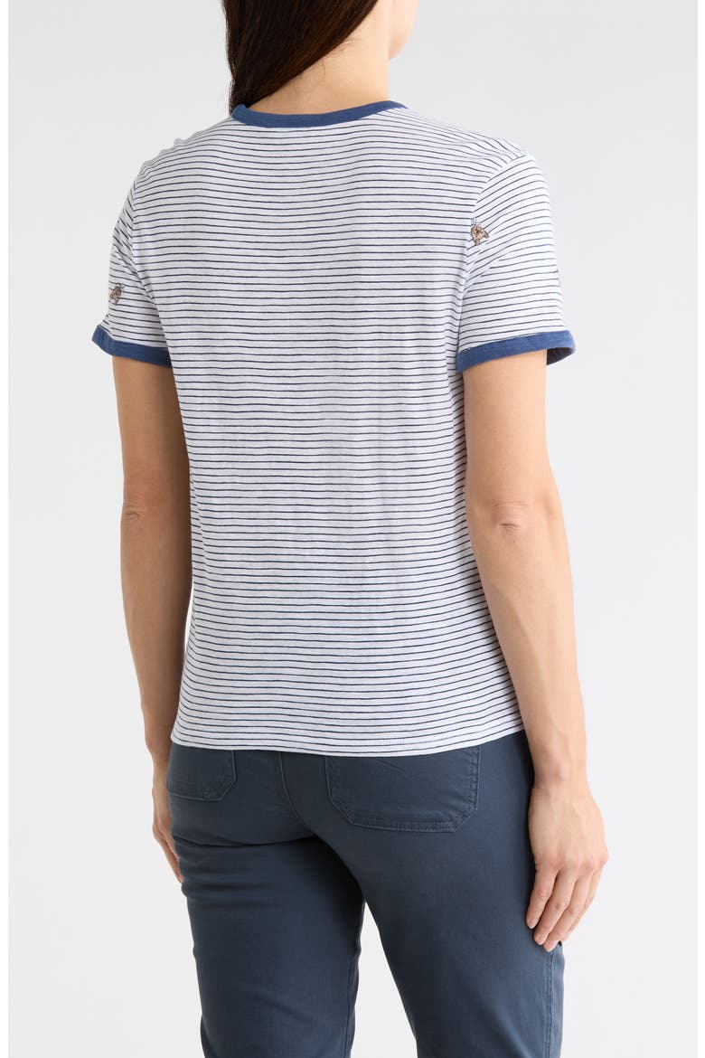 Dog Embroidered Cotton T-Shirt, Alternate, color, NAVY STRIPE