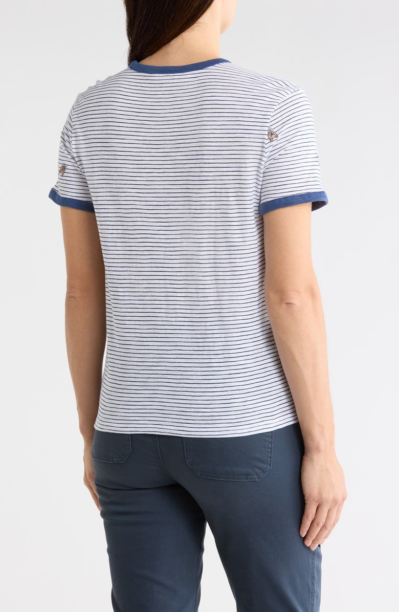 Lucky Brand Dog Embroidered Cotton T-Shirt, Alternate, color, Navy Stripe