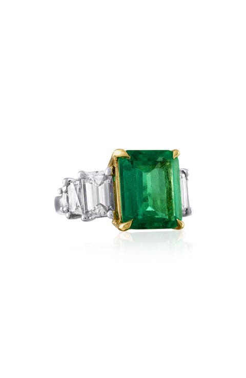 Icon 18k Gold & Platinum Emerald & Diamond Ring
