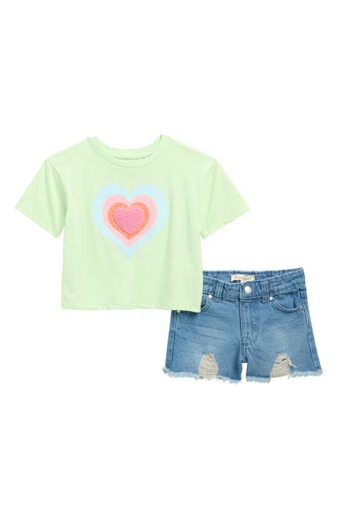 Kids' Graphic T-Shirt & Denim Shorts Set (Toddler)