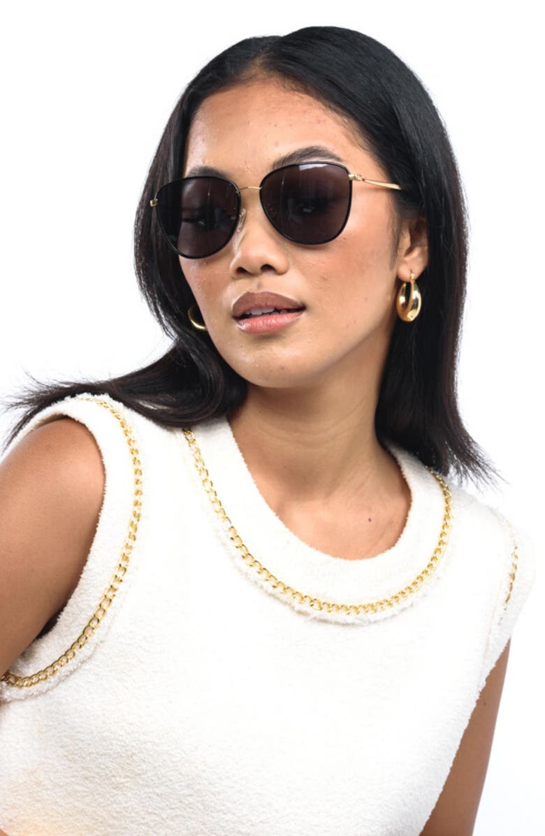 Mohala Eyewear Leahi Nose Pads 59mm Polarized Round Sunglasses, Alternate, color, Black Jade