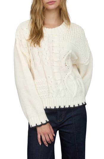 Blu Pepper Mixed Cable Knit Sweater In White