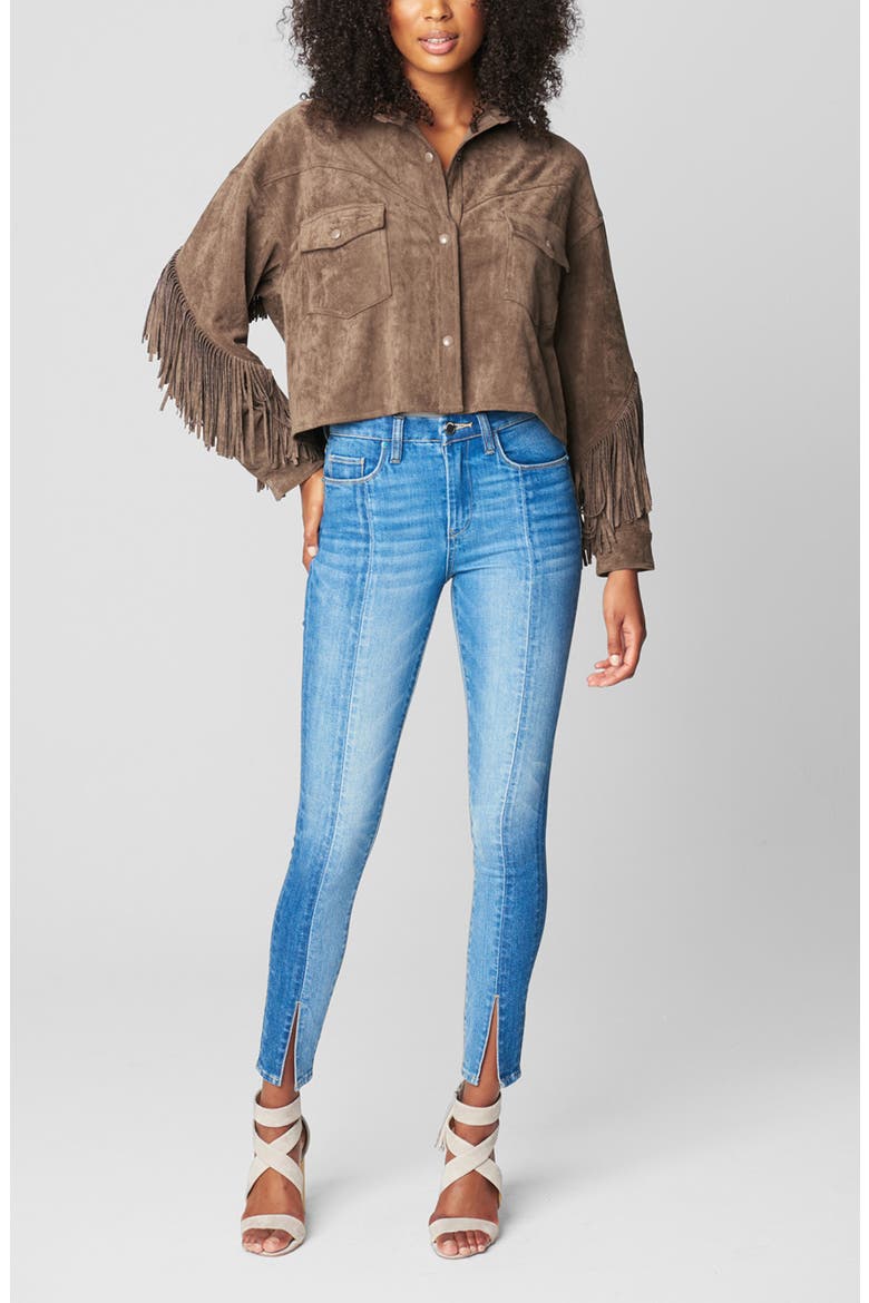 Faux Suede Fringe Jacket, Alternate, color, HOT COCOA