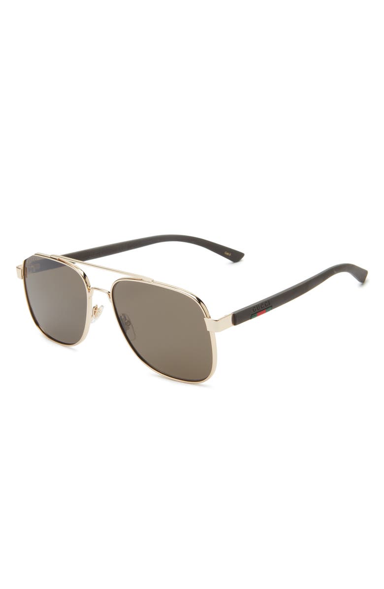 Gucci Aviator Sunglasses, Alternate, color, Gold Brown