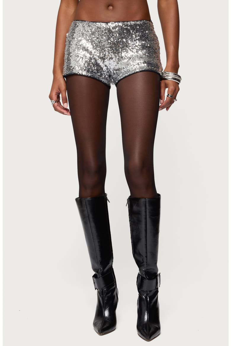 Shauna Sequin Shorts, Main, color, SILVER
