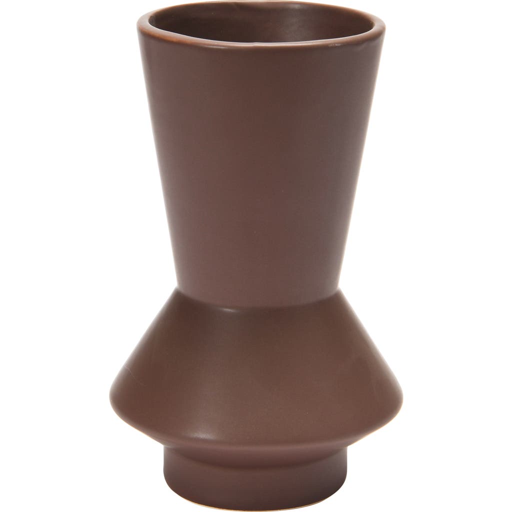 Storied Home Stoneware Vase In Brown