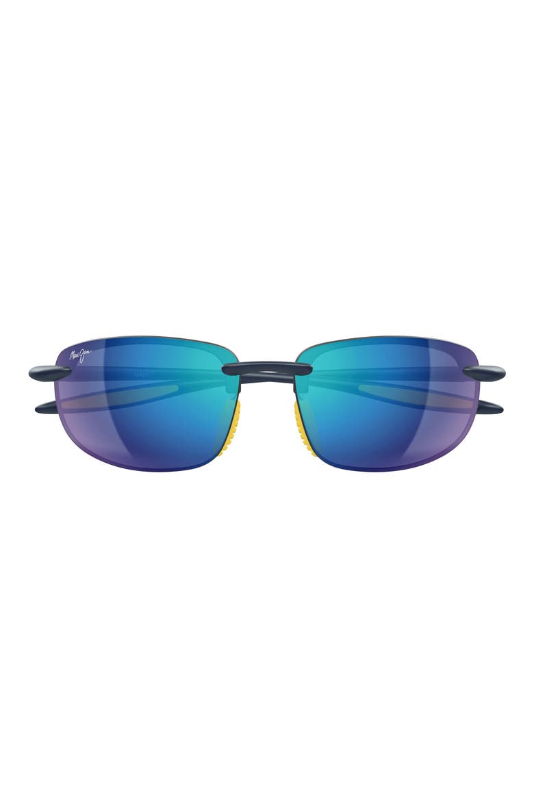 Hookipa Ultra 63mm PolarizedPlus2® Oval Sunglasses, Main, color, DARK BLUE / BLUE