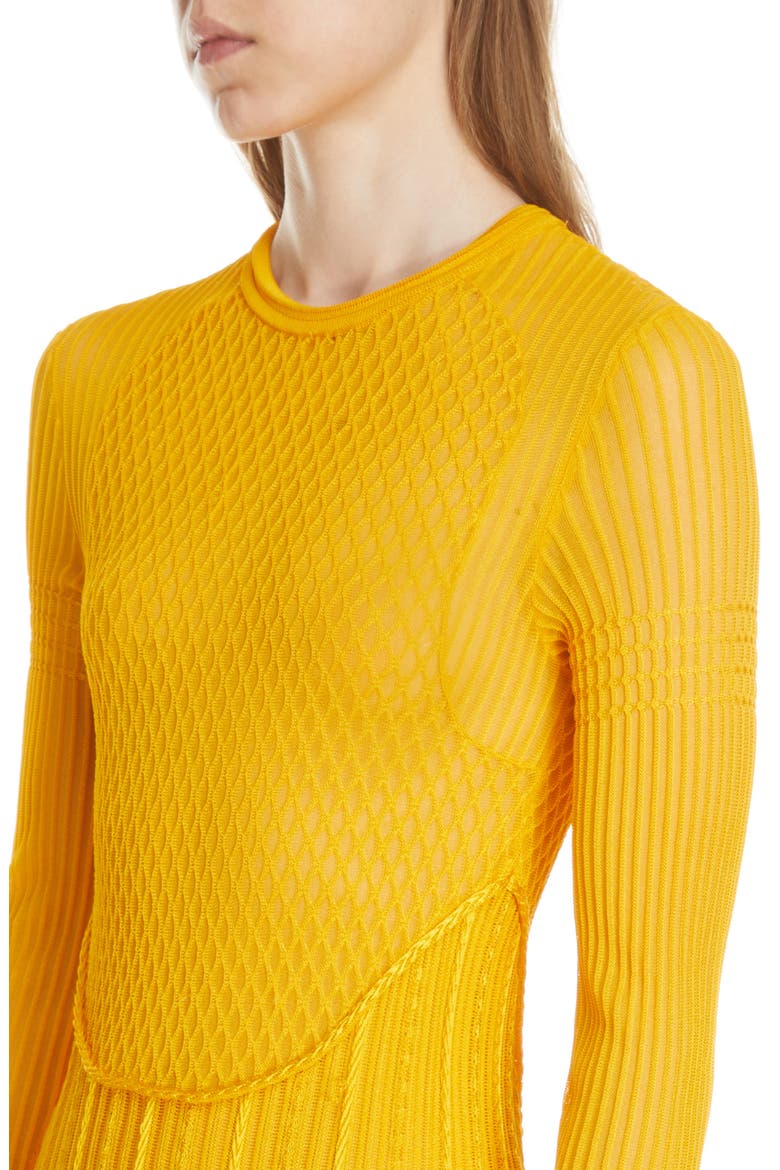 Textured Long Sleeve Knit Minidress, Alternate, color, GOLDEN YELLOW