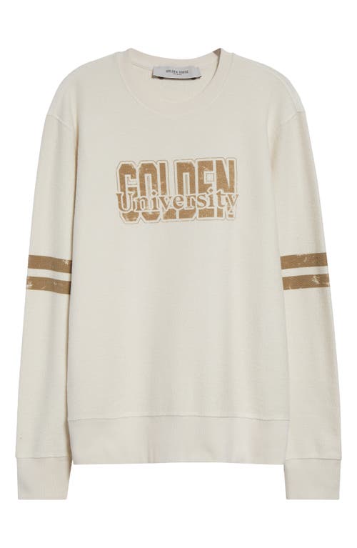 Golden Goose Ivory Cotton Sweatshirt With Contrasting Logo In Gray