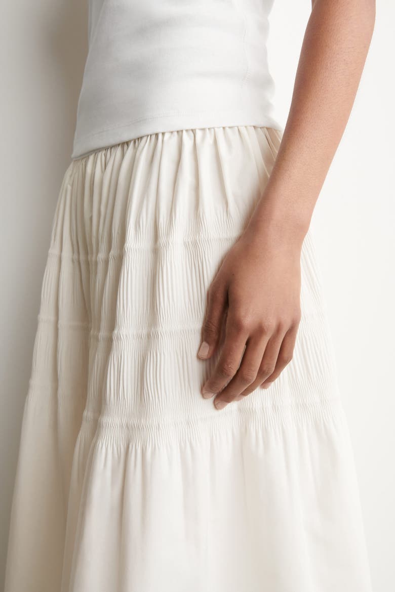 Tiered Gathered Midi Skirt, Alternate, color, WHITE
