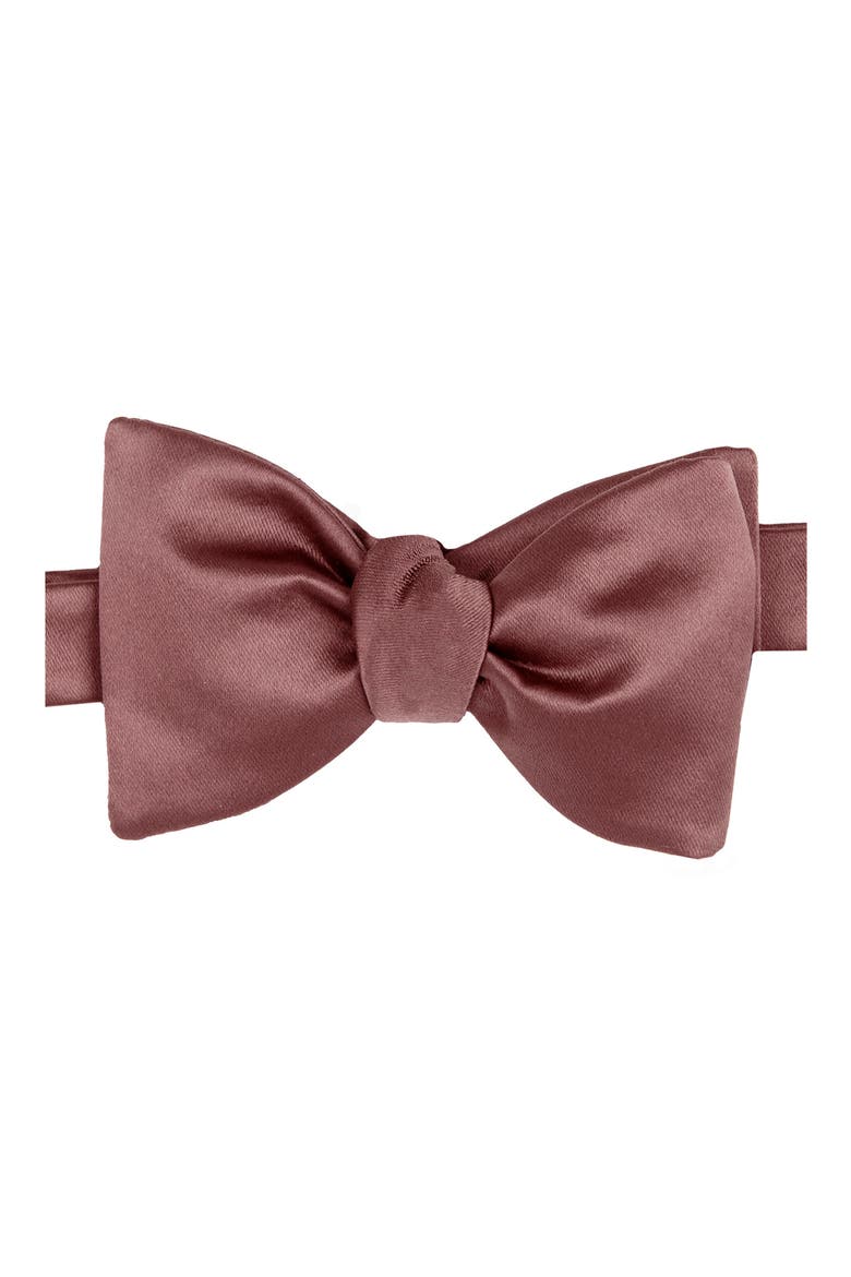 Men's Solid Satin Bow Tie, Main, color, DARK MAUVE