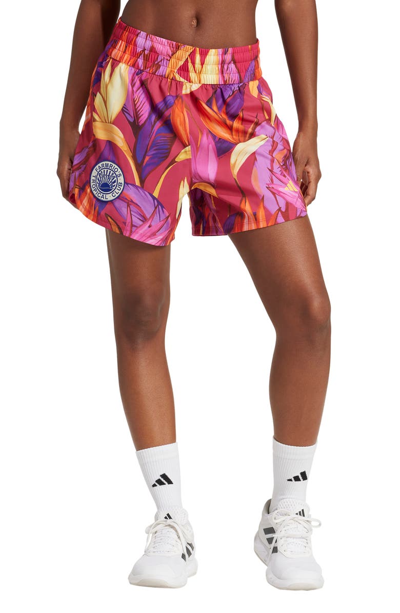 ADIDAS X FARM RIO x FARM Rio Pacer Shorts, Main, color, Pink/ Yellow/Fuchsia