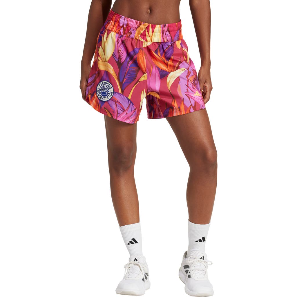 Adidas X Farm Rio X Farm Rio Pacer Shorts In Pink/yellow/fuchsia