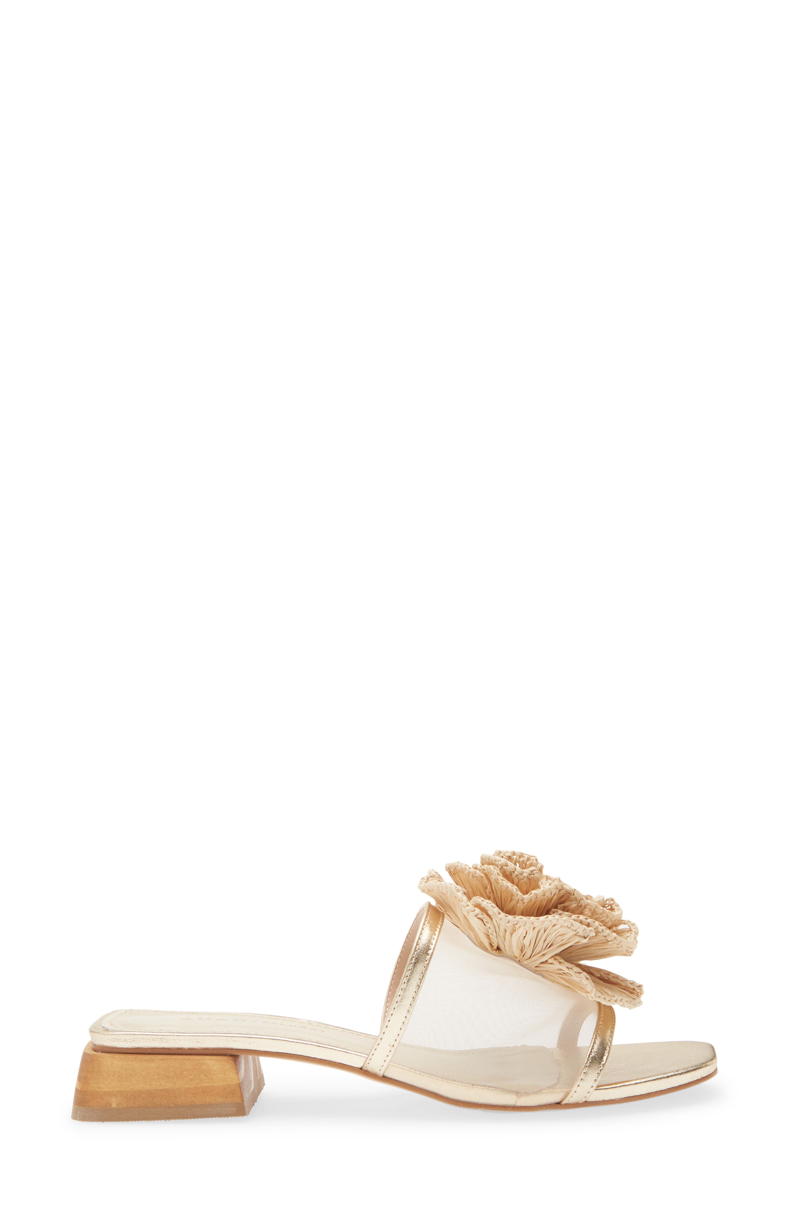 KOKO + PALENKI Ana Slide Sandal, Alternate, color, Gold Light-Raffia Flower