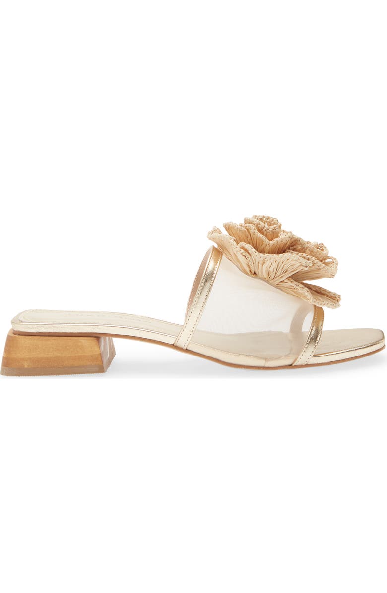 KOKO + PALENKI Ana Slide Sandal, Alternate, color, Gold Light-Raffia Flower