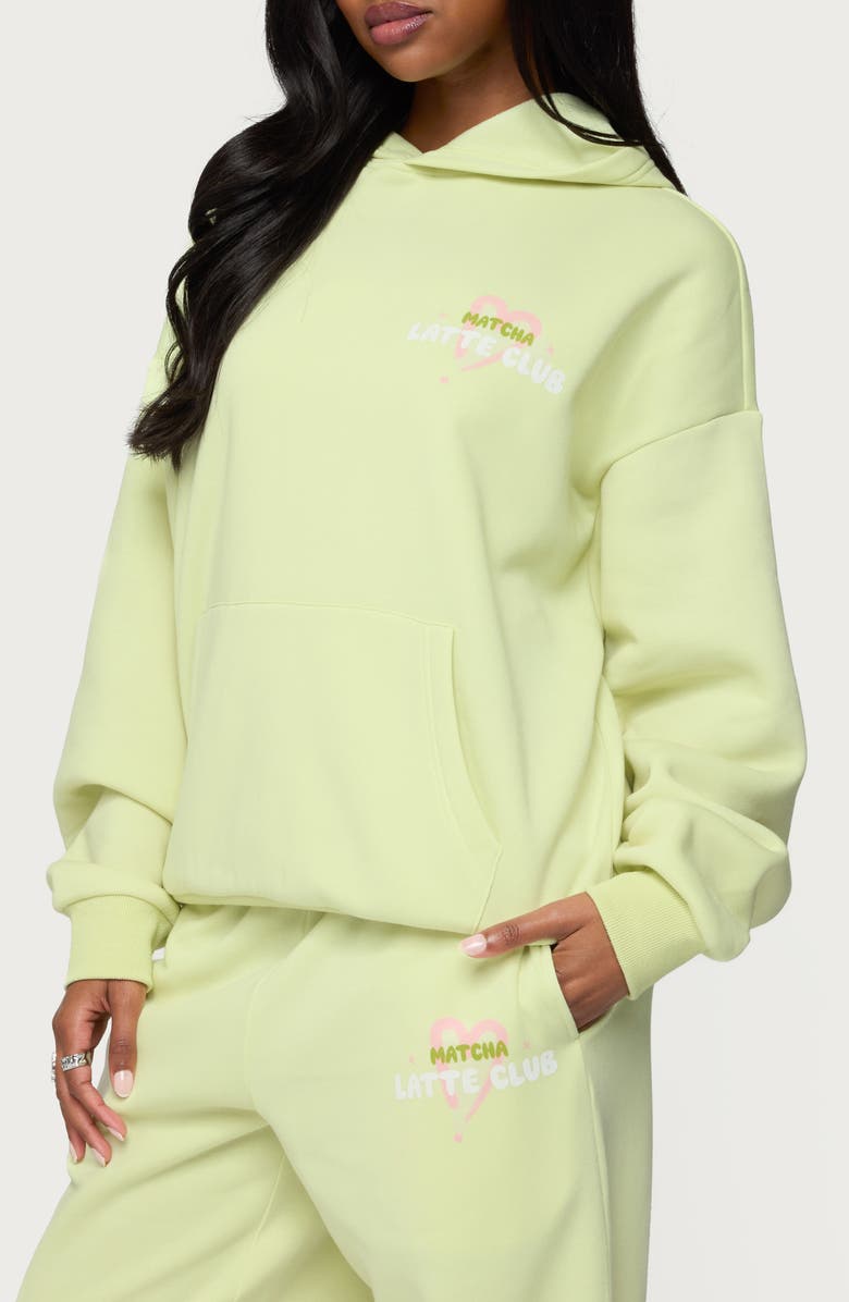 EDIKTED Matcha Lover Oversize Hoodie, Alternate, color, Green