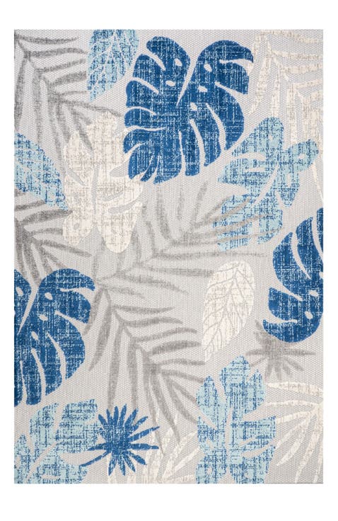 Monstera Tropical Leaf High-Low Indoor/Outdoor Area Rug