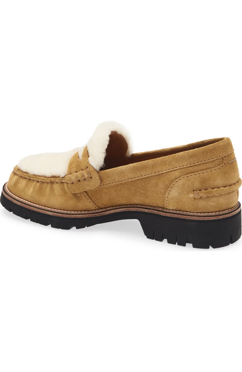 rag & bone Corey Genuine Shearling Penny Loafer, Alternate, color, Caremel Suede Shearling