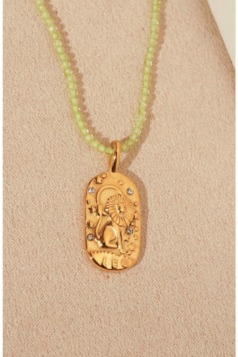 Sunrise Zodiac Pendant Necklace, Alternate, color, GOLD/LIGHT GREEN LEO
