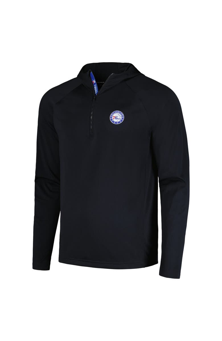 LEVELWEAR Men's Levelwear Black Philadelphia 76ers Zander Hoodie Raglan Quarter-Zip Top, Alternate, color, Black