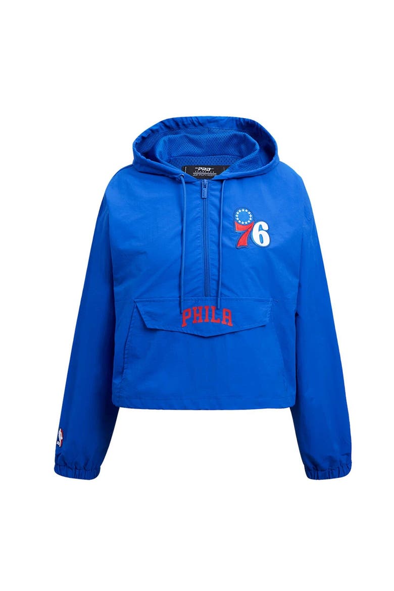 Women's Pro Standard Royal Philadelphia 76ers Classic Wind Woven Cropped Half-Zip Jacket, Alternate, color, Royal