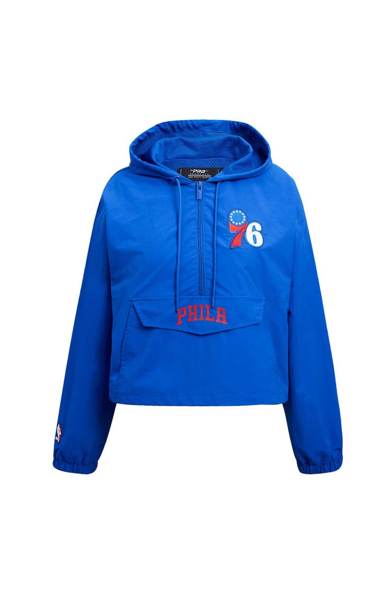 PRO STANDARD Women's Pro Standard Royal Philadelphia 76ers Classic Wind Woven Cropped Half-Zip Jacket, Alternate, color, Royal