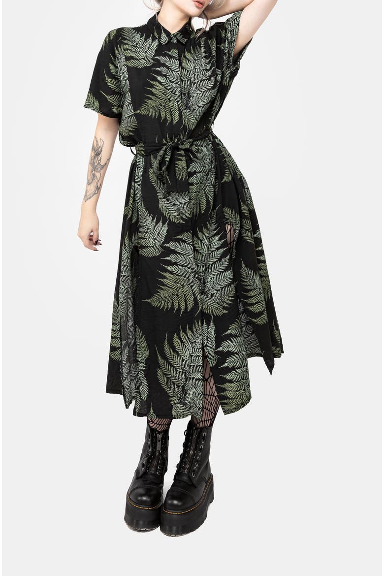 Fern Midi Shirt Dress, Alternate, color, Green