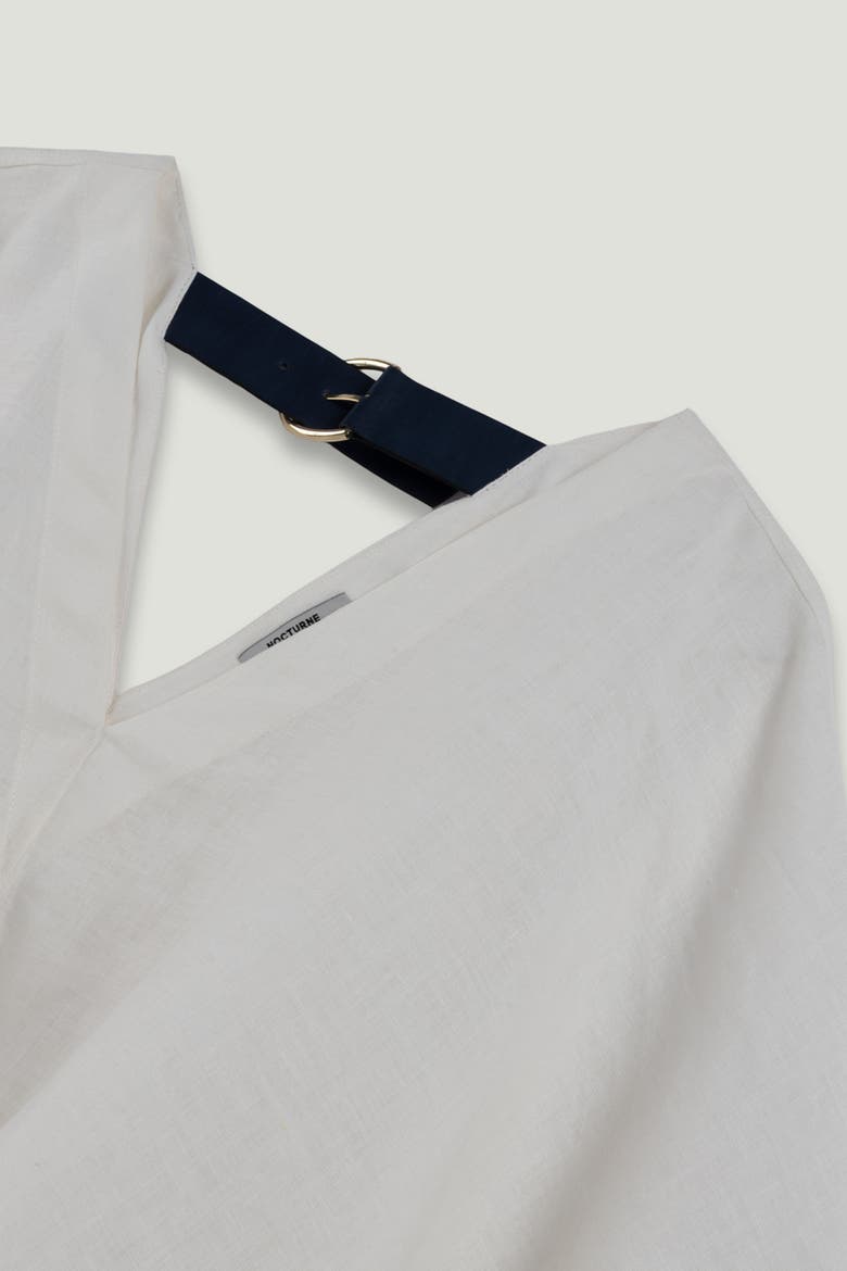Belt Detail V-Neck Blouse, Alternate, color, Ivory