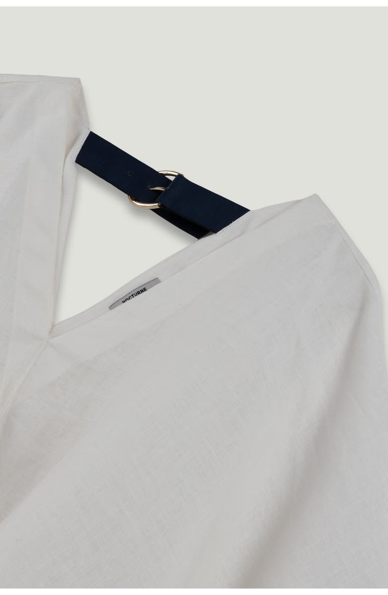 Nocturne Belt Detail V-Neck Blouse, Alternate, color, Ivory