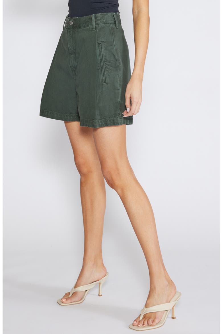 Max Pleated High Waist Denim Shorts, Alternate, color, SEAWEED