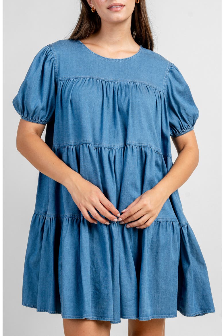 Tiered Chambray Dress, Alternate, color, LIGHT BLUE DENIM