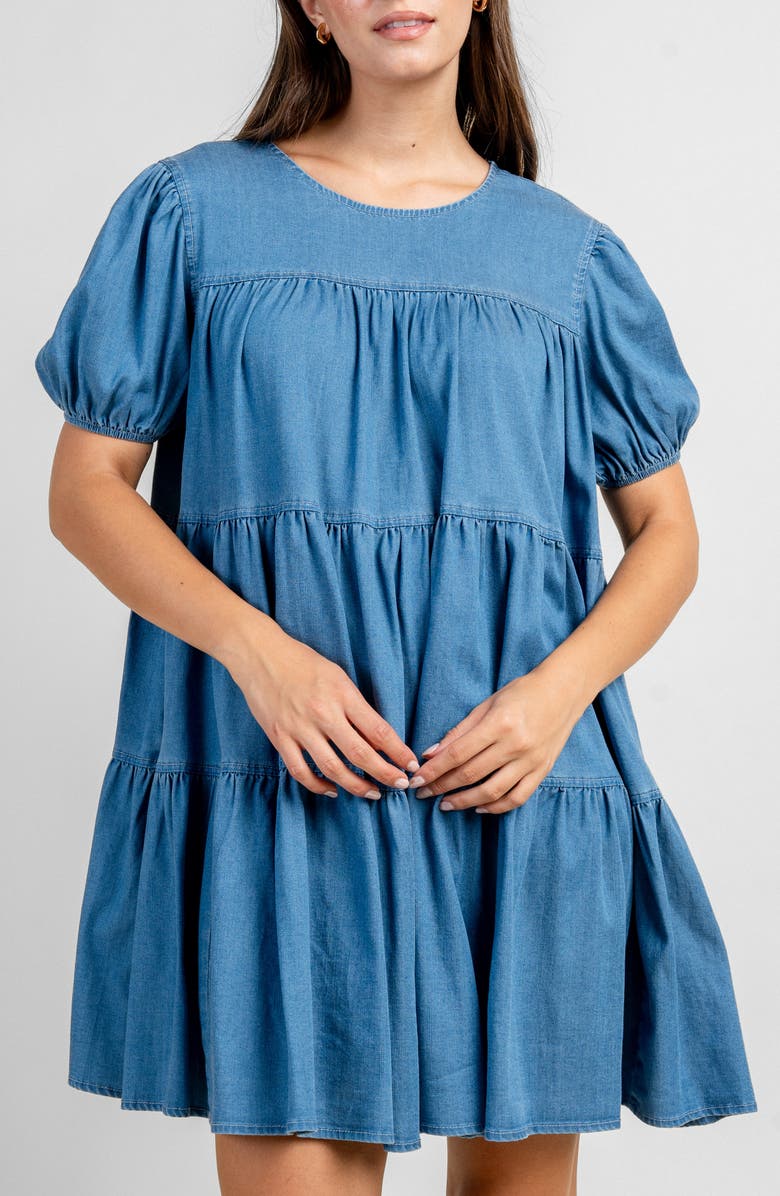 Beivy Tiered Chambray Dress, Alternate, color, Light Blue Denim