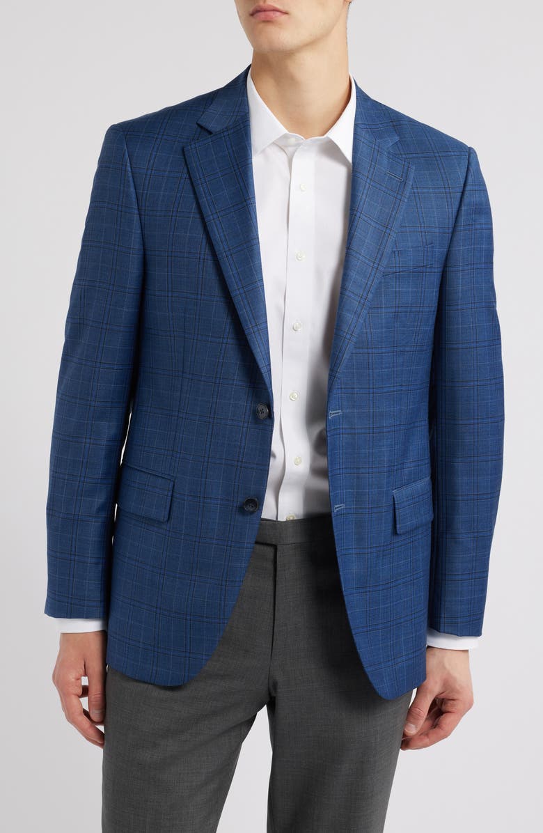 Peter Millar Flynn Classic Fit Check Wool Sport Coat, Main, color, Blue