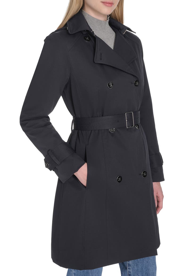 Water Resistant Twill Hooded Trench Coat, Alternate, color, NAVY
