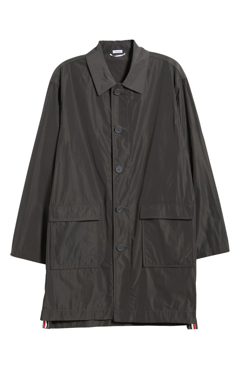 Thom Browne Logo Print Packable Smock, Main, color, Dark Grey