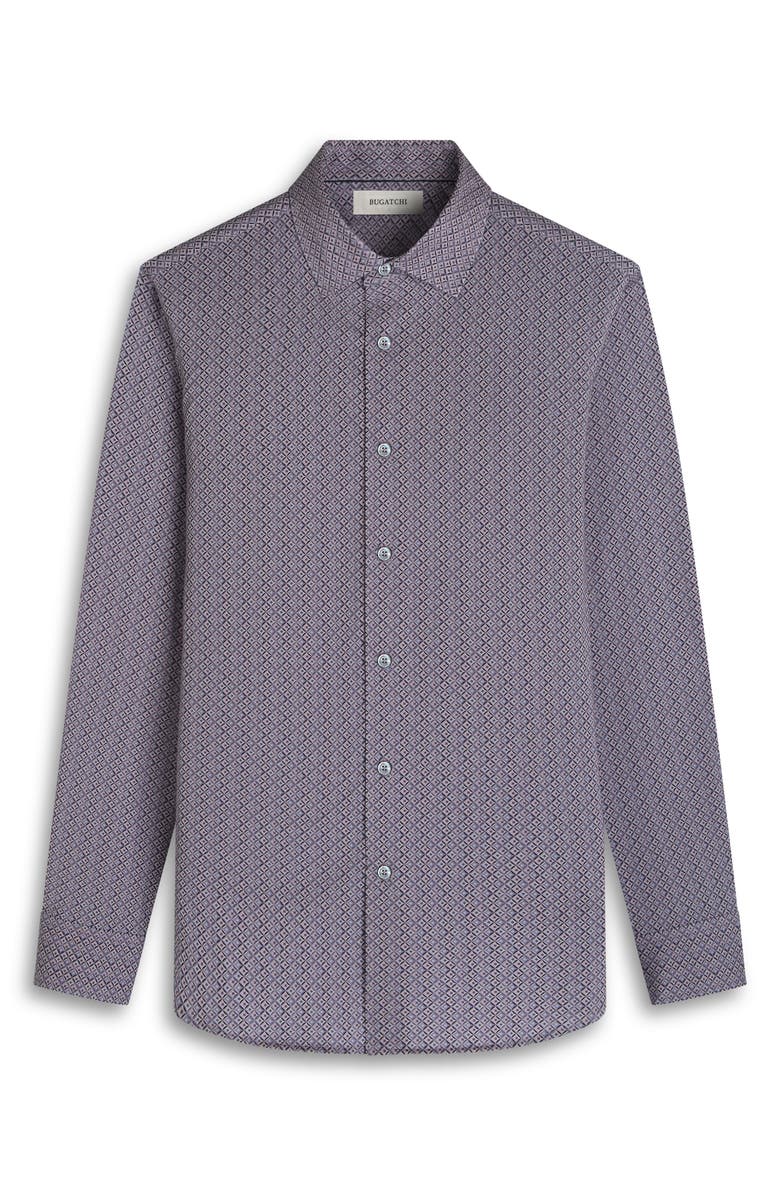 Bugatchi James OoohCotton<sup>®</sup> Geo Print Button-Up Shirt, Alternate, color, Wood Rose