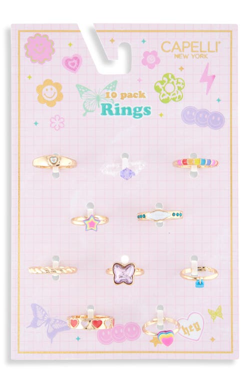 CAPELLI NEW YORK CAPELLI NEW YORK KIDS' 10-PACK ASSORTED RING SET