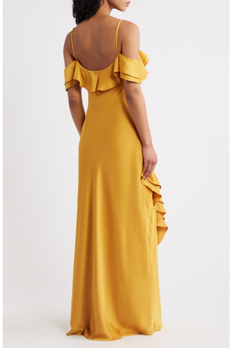 Aviva Cold Shoulder Maxi Dress, Alternate, color, MARIGOLD