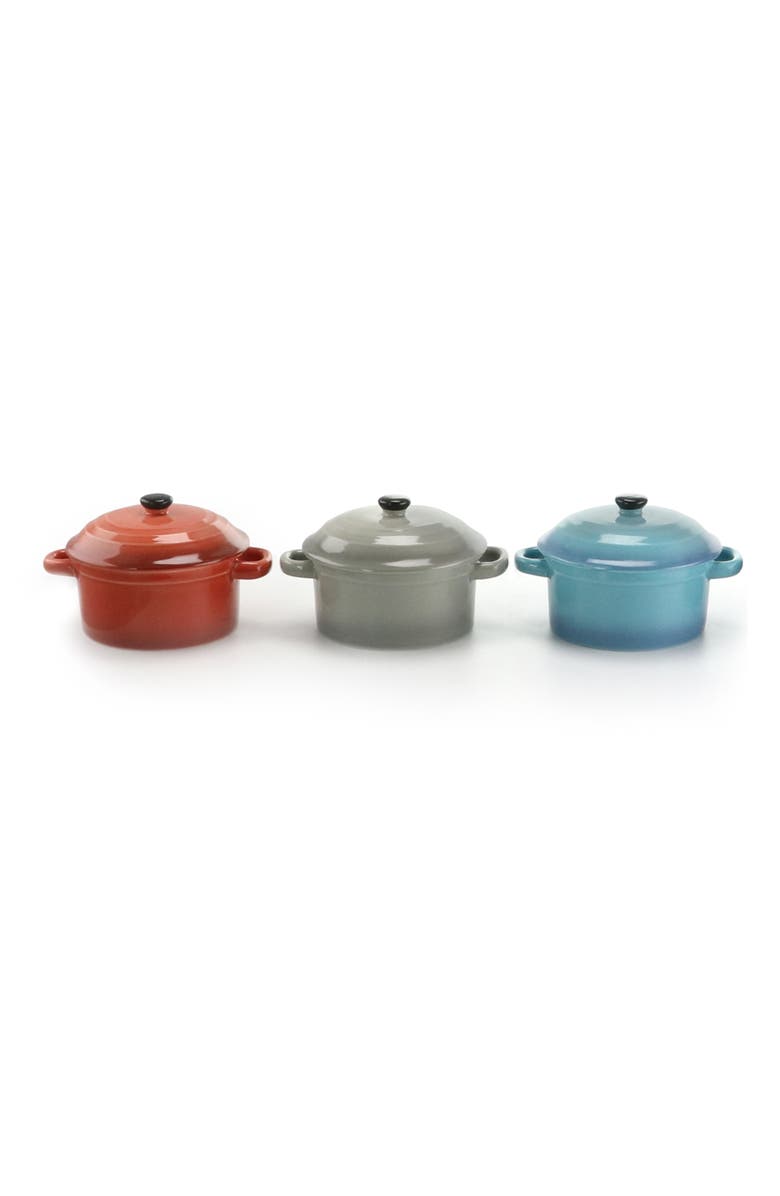 Crock-pot Pembury 3 Piece 9.6 Ounce Stoneware Assorted Casserole Dish Set, Alternate, color, Red