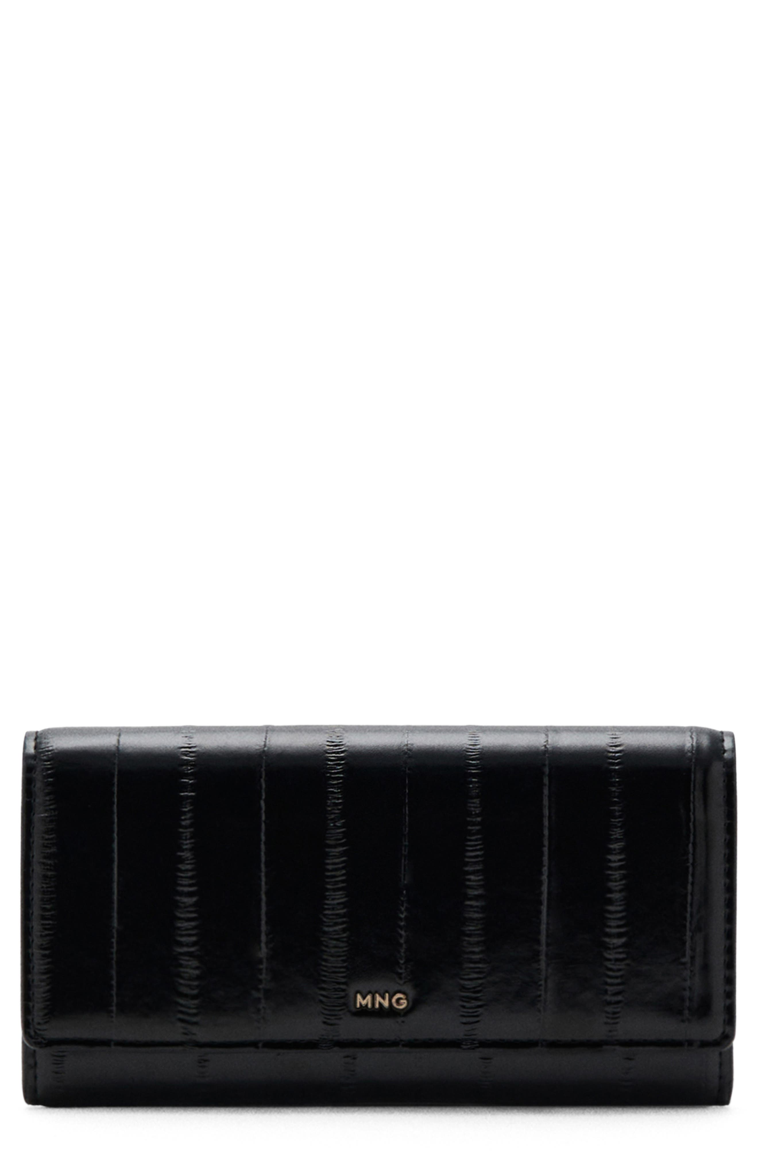 MANGO Large Textured Clutch, Main, color, Black